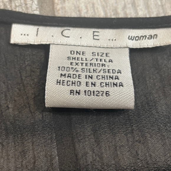 Ice Woman Black Silk Pink Appliqué & Beaded Floral Detail One Size - Picture 6 of 8